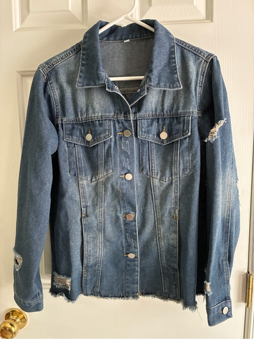 Blue Distressed Denim Jean Jacket